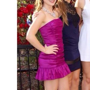 Jessica McClintock Magenta Satin Formal Dress